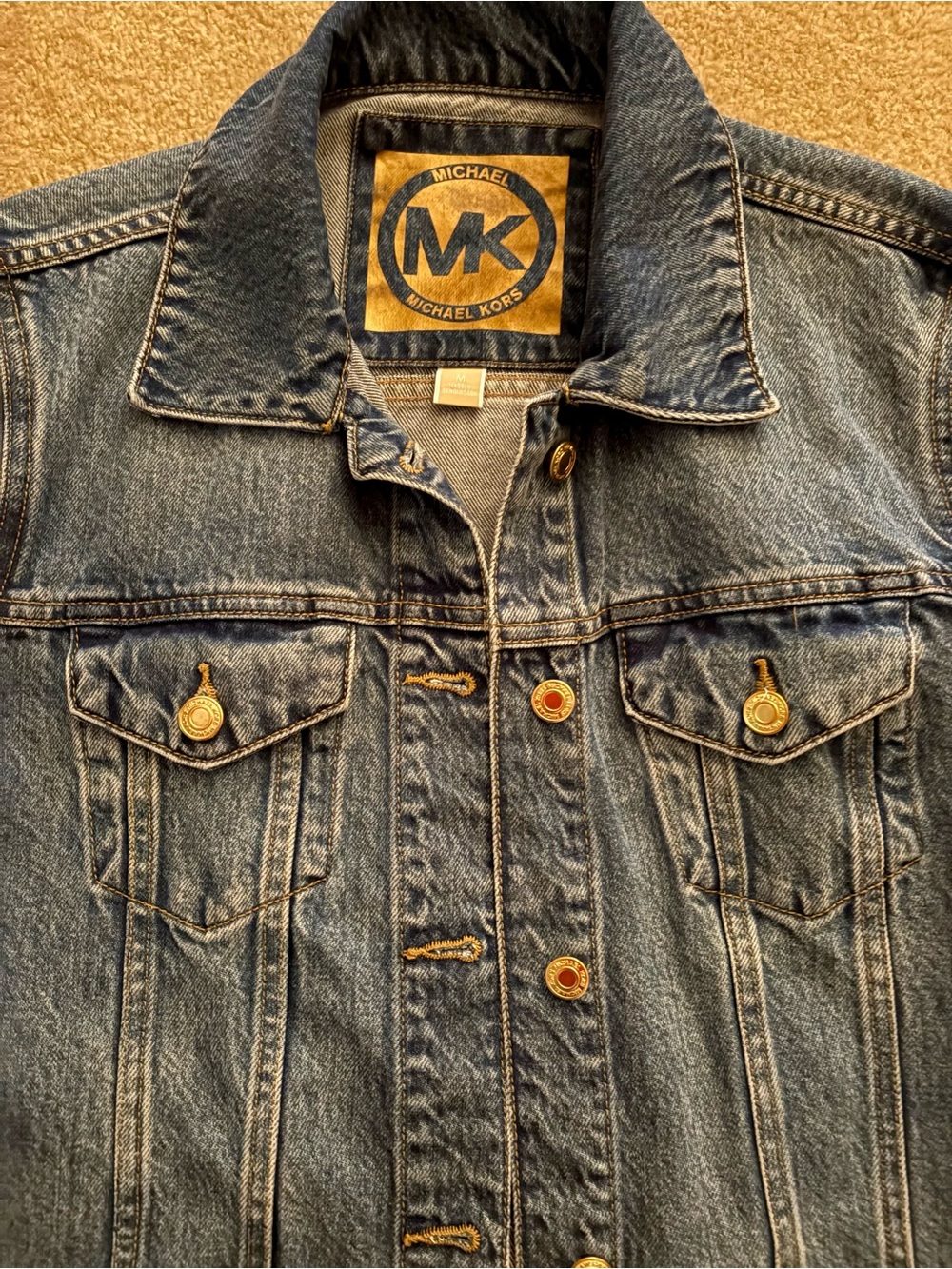 Michael Kors Women’s Dark Blue Denim Jacket with Gold Buttons Size M